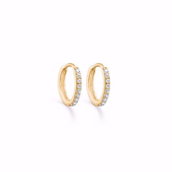 8 karat guld Ørecreoler med zirkonia, Ø 13 mm/bredde 1,5 mm