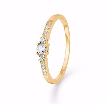 14 kt guldring med ialt 0,19 ct W/SI brillanter