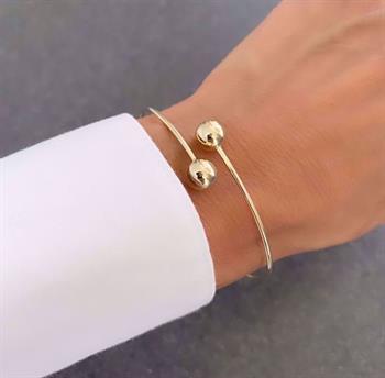 Guld & Sølv Design armring med kugler i 8 kt guld