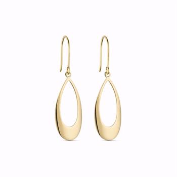 Guld & Sølv Design guldørehængere i 8 kt guld, 4 cm dråbeformet
