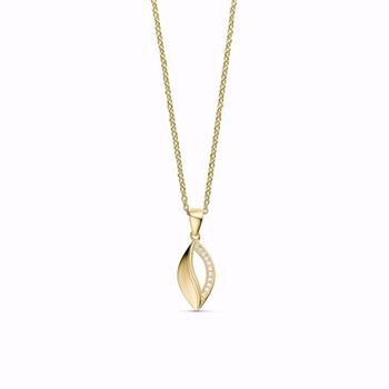 Guld & Sølv Design guldvedhæng i 8 kt med zirkonia og 45 cm kæde