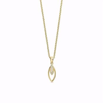 Guld & Sølv Design guldvedhæng i 8 kt med zirkonia og 45 cm kæde