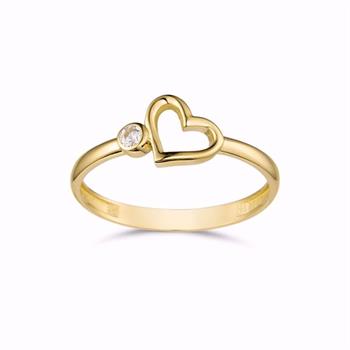 Guld & Sølv Design guldring med hjerte og zirkonia 8 kt