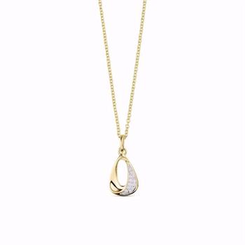Guld & Sølv Design guldvedhæng 8 kt med zirkonia og 45 cm kæde