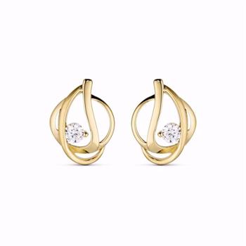 Guld & Sølv Design ørestikker i 8 kt guld med zirkonia