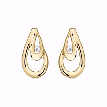 Guld & Sølv Design ørestikker 8 kt med zirkonia