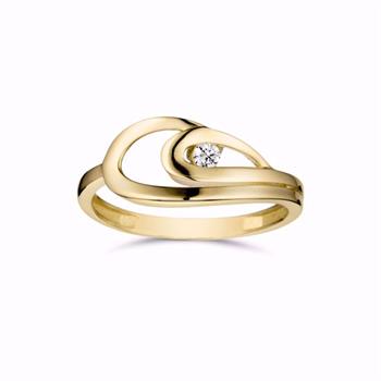 Guld & Sølv Design guldring i 8 kt. med zirkonia