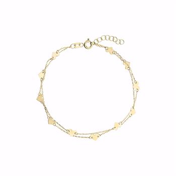 Guld & Sølv Design dobbelthjerte armbånd i 8 kt guld 19 cm