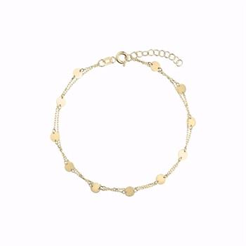 Guld & Sølv Design guldarmbånd dobbelt med rund plade 19 cm
