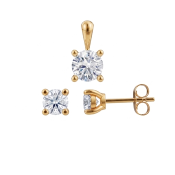 Luxury Solitaire smykkesæt, med i alt 1,40 ct Labgrown diamant i 14 kt guld