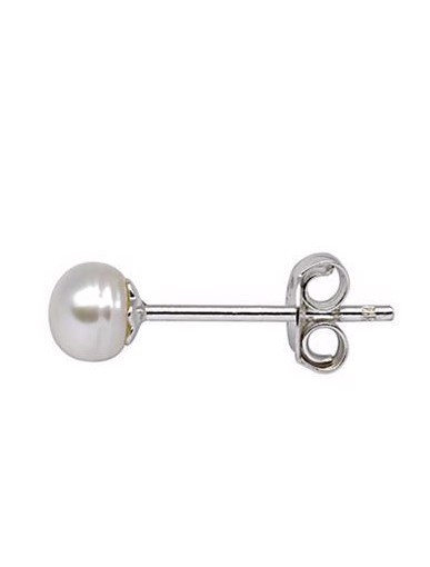 Ørestikker i sterling sølv med hvid perle, 6 mm – Støvring Design