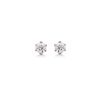 Ørestikker i rhodineret sterling sølv med zirkonia, Ø 2,5 mm – Støvring Design