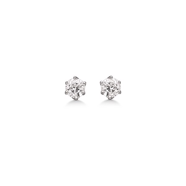 Ørestikker i rhodineret sterling sølv med zirkonia, Ø 2,5 mm – Støvring Design