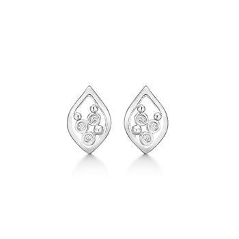 Ørestikker i sterling sølv med hvid zirkonia, 10 x 6 mm – Støvring Design