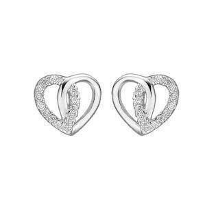 Ørestikker i sterling sølv med hvid hjerte zirkonia – Støvring Design