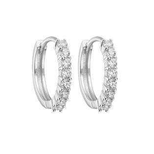 Creoler i sterling sølv med zirkonia, 2,5 x 16 mm – Støvring Design