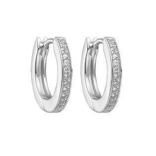 Creoler i sterling sølv med zirkonia, 2,6 x 16 mm – Støvring Design
