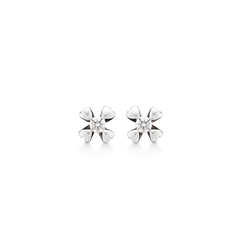 Støvring Design sterling sølv ørestikker, Flower of hearts med blank overflade, model 10247007