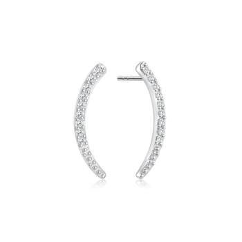 Ørestikker i rhodineret sterling sølv med zirkonia – Støvring Design