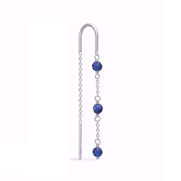 Ørering med kæde og blå kvarts i sterling sølv fra Guld & Sølv Design