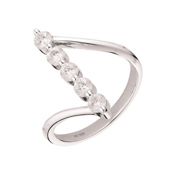 Ring i sterling sølv med zirkonia, 3,2 x 2,3 mm – Støvring Design