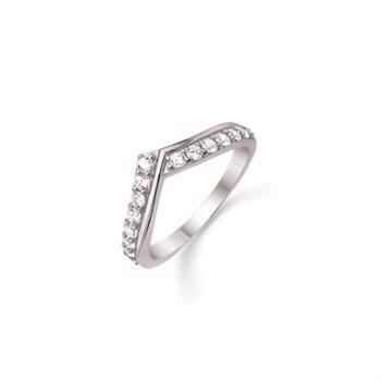 Ring i rhodineret sterling sølv med hvid zirkonia – Støvring Design