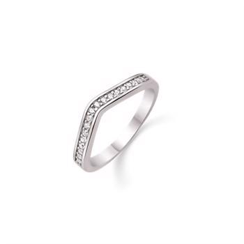 Ring i rhodineret sterling sølv med hvid zirkonia – Støvring Design