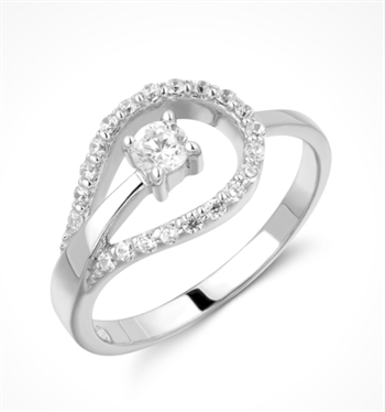 Ring i rhodineret sterling sølv med zirkonia, 10 x 15 mm – Støvring Design