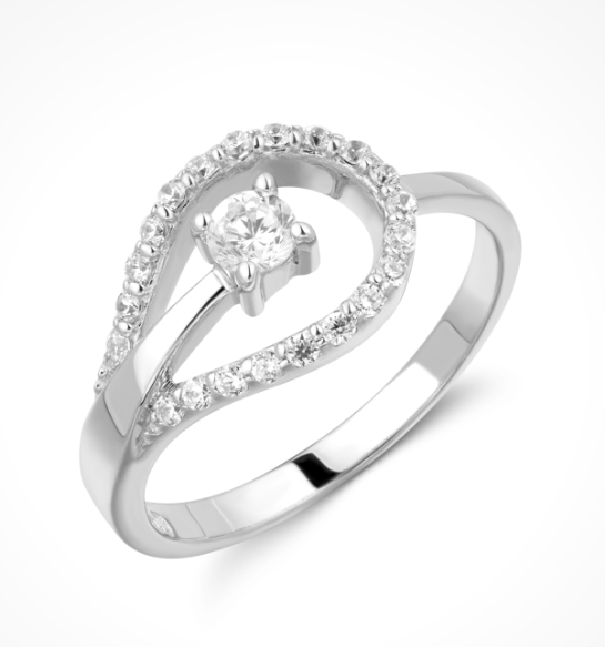 Ring i rhodineret sterling sølv med zirkonia, 10 x 15 mm – Støvring Design