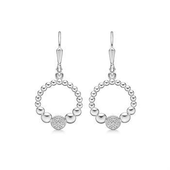 Ørehængere i sterling sølv med zirkonia, 30 x 14 mm – Støvring Design