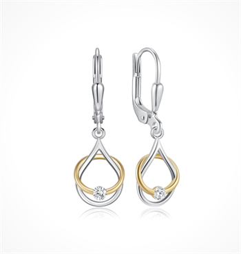Ørestikker i rhodineret sterling sølv med zirkonia, 7 x 5 mm – Støvring Design