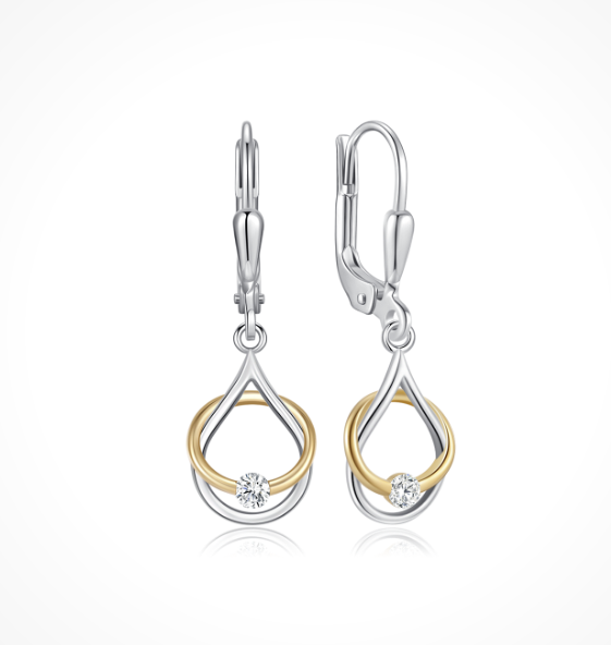 Ørestikker i rhodineret sterling sølv med zirkonia, 7 x 5 mm – Støvring Design