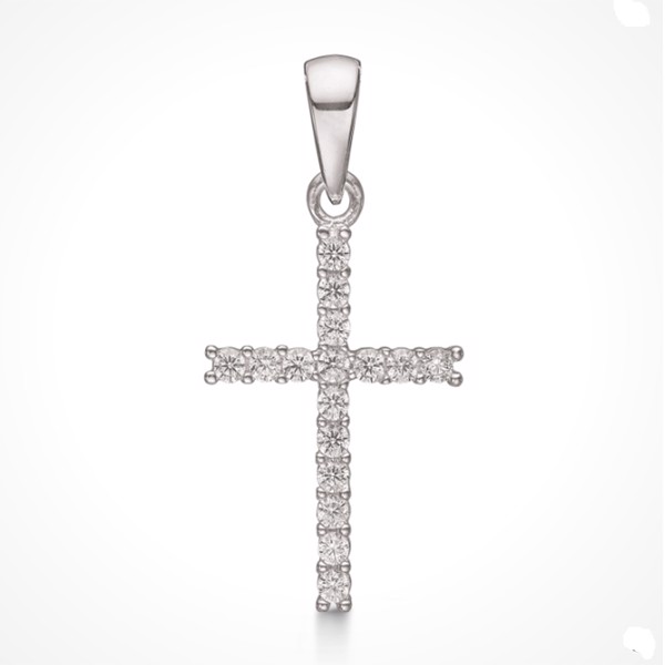 Vedhæng i sterling sølv med zirkonia, 17 x 12 mm – Støvring Design