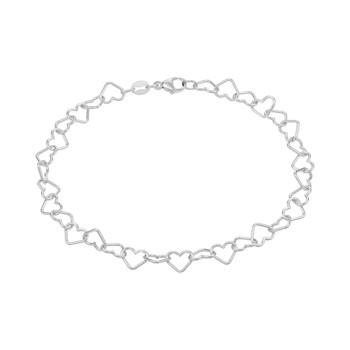 Armbånd i sterling sølv med hjerte, 21 cm – Støvring Design