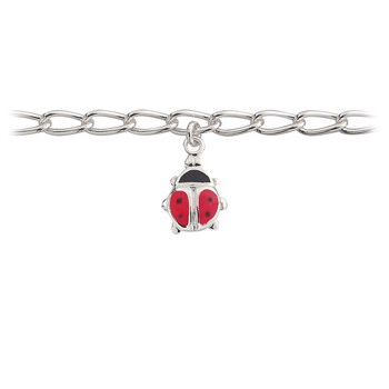 Armbånd i sterling sølv med rød emalje, 16 cm – Støvring Design