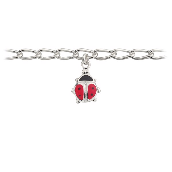 Armbånd i sterling sølv med rød emalje, 16 cm – Støvring Design