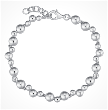 Armbånd i rhodineret sterling sølv med klar zirkonia – Støvring Design