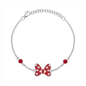 Armbånd i sterling sølv med rød emalje, 17 cm – Støvring Design