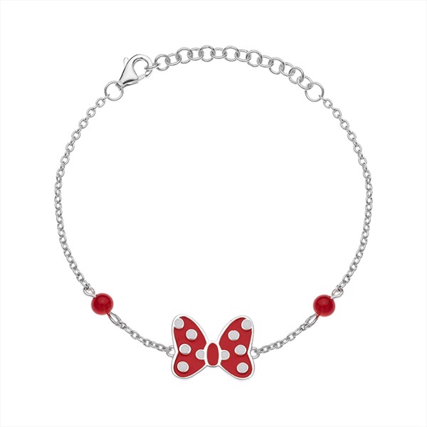 Armbånd i sterling sølv med rød emalje, 17 cm – Støvring Design