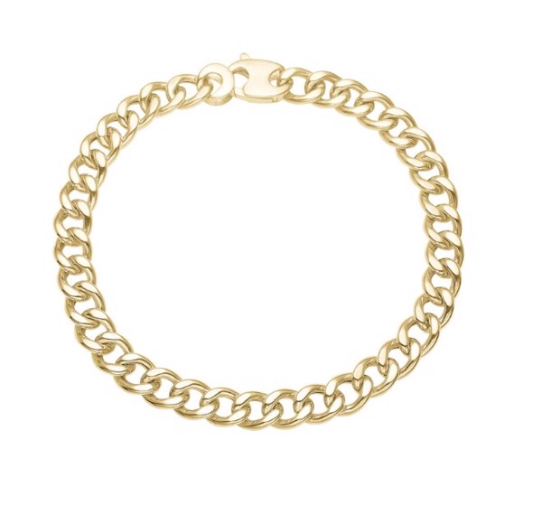 Guld panserfacet armbånd, 19 cm