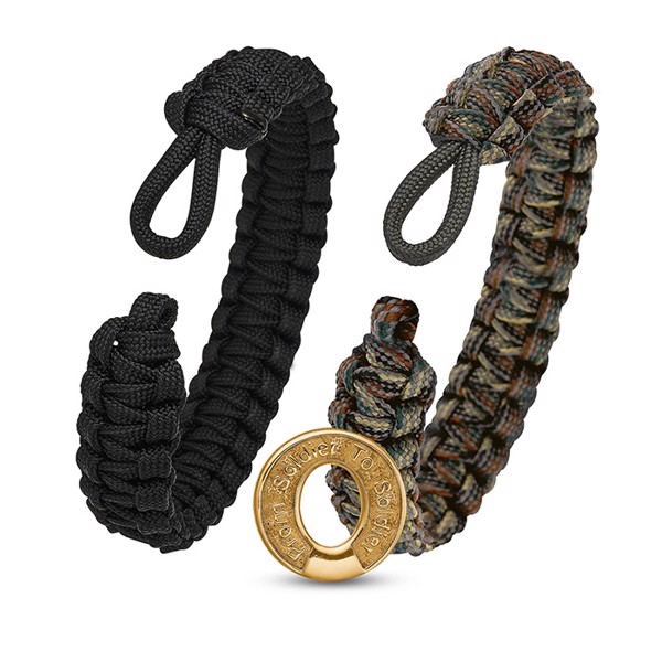 sort + camo armbånd med G02 forgyldt lås, From Soldier To Soldier - sæt, 16 cm