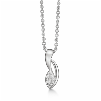 Vedhæng i rhodineret sterling sølv med klar zirkonia, 45 cm – Støvring Design