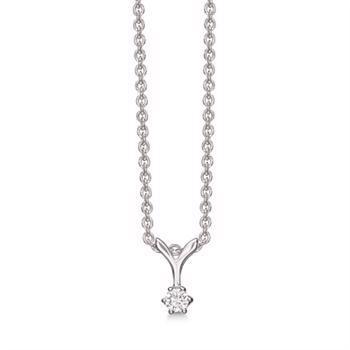 Smuk rhodineret sølv halskæde med en syntetisk cubic zirconia i 6 grabber på et Y. Kæden er rhodineret sølv i længde 42-45 cm. fra Støvring Design