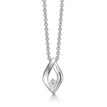 Halskæde i sterling sølv med zirkonia, 14 x 8 mm – Støvring Design