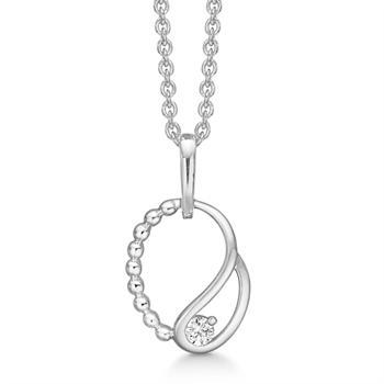 Vedhæng i rhodineret sterling sølv med zirkonia, 11 x 14 mm – Støvring Design