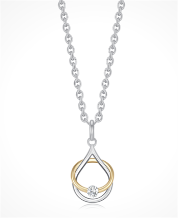 Halskæde i rhodineret sterling sølv med zirkonia, 14 x 10 mm – Støvring Design