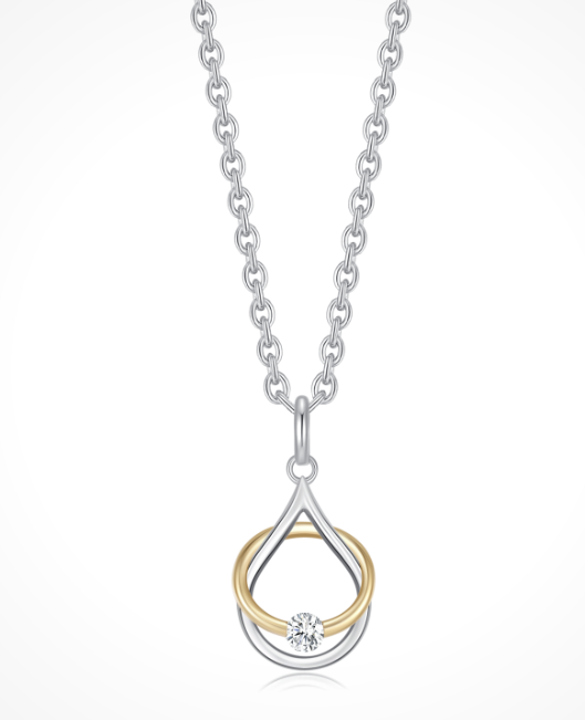 Halskæde i rhodineret sterling sølv med zirkonia, 14 x 10 mm – Støvring Design
