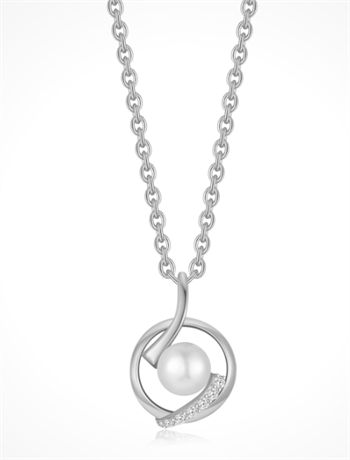 Halskæde i rhodineret sterling sølv med klar zirkonia, 45 cm – Støvring Design
