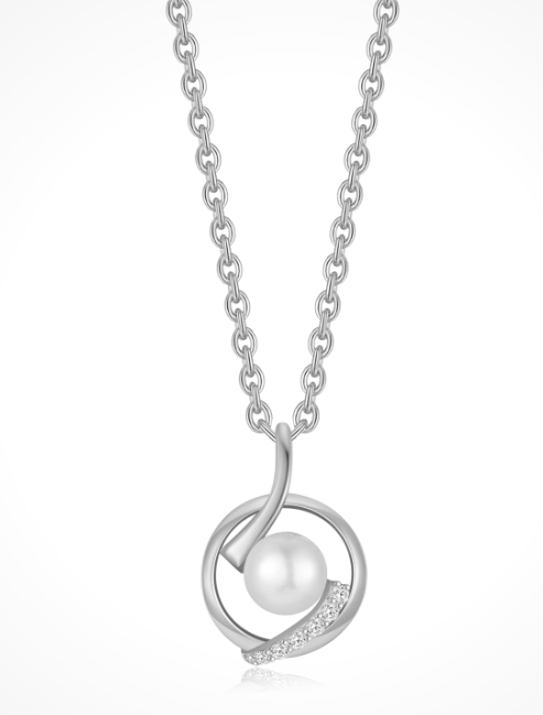 Halskæde i rhodineret sterling sølv med klar zirkonia, 45 cm – Støvring Design