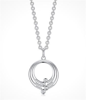 Halskæde i rhodineret sterling sølv med klar zirkonia, 45 cm – Støvring Design